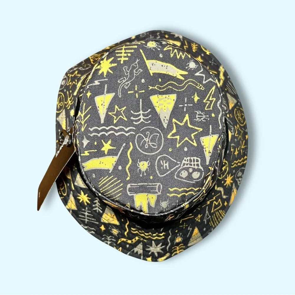 DaKine Big Kids Beach Bum Graphics Yellow Grey Black Bucket Hat Sz OS